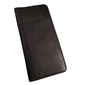 El Portal Black Leather  Travel Wallet Organizer Checkbook Passport Credit Cards